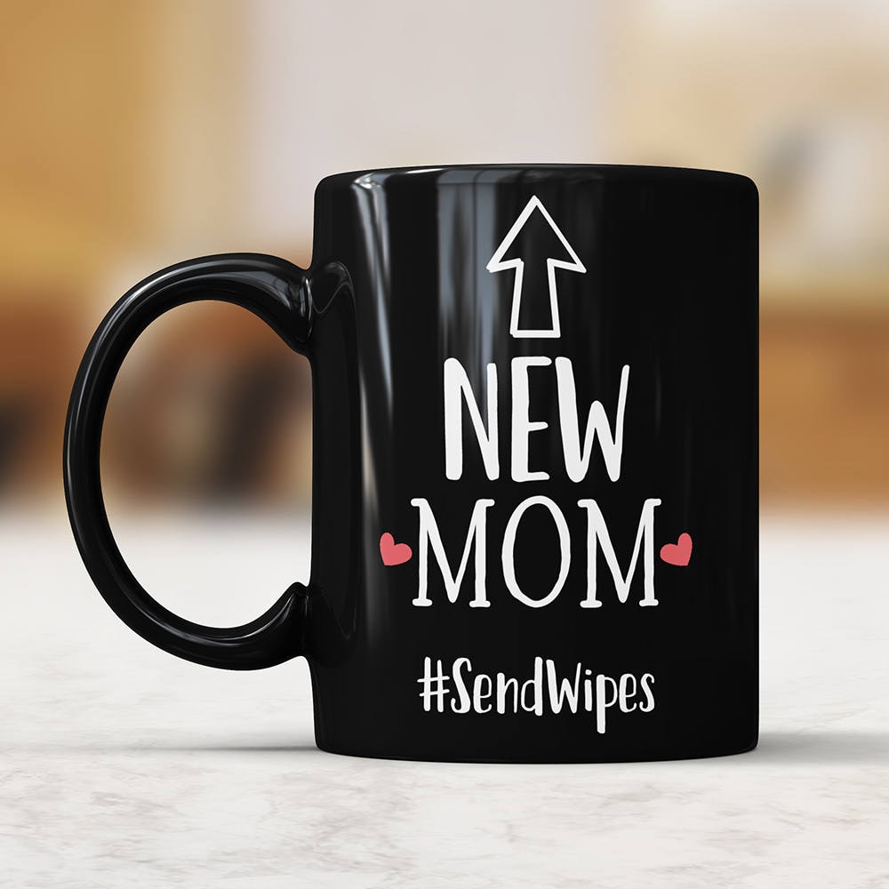 New Mom #SendWipes Funny Coffee Mug - Perfect Baby Shower Gift For New Parents, Soon To Be Mom Coffee Cup New Mother Gifts Mother To Be Mug