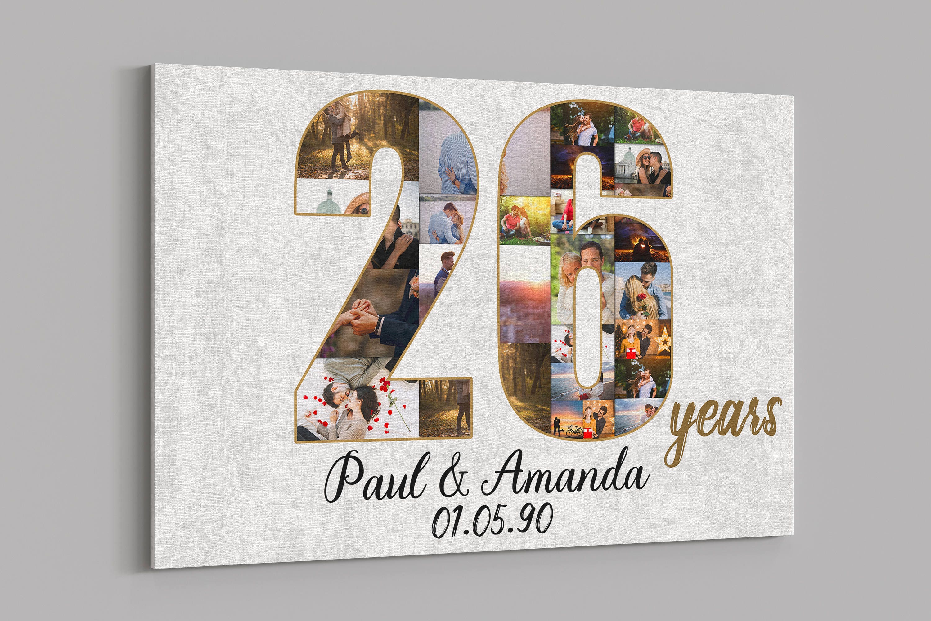 26th Anniversary Gifts Custom Collage Photo Canvas Personalized Wall Art Wedding Anniversary Gift 26 Years Married Gift Wife Husband Present