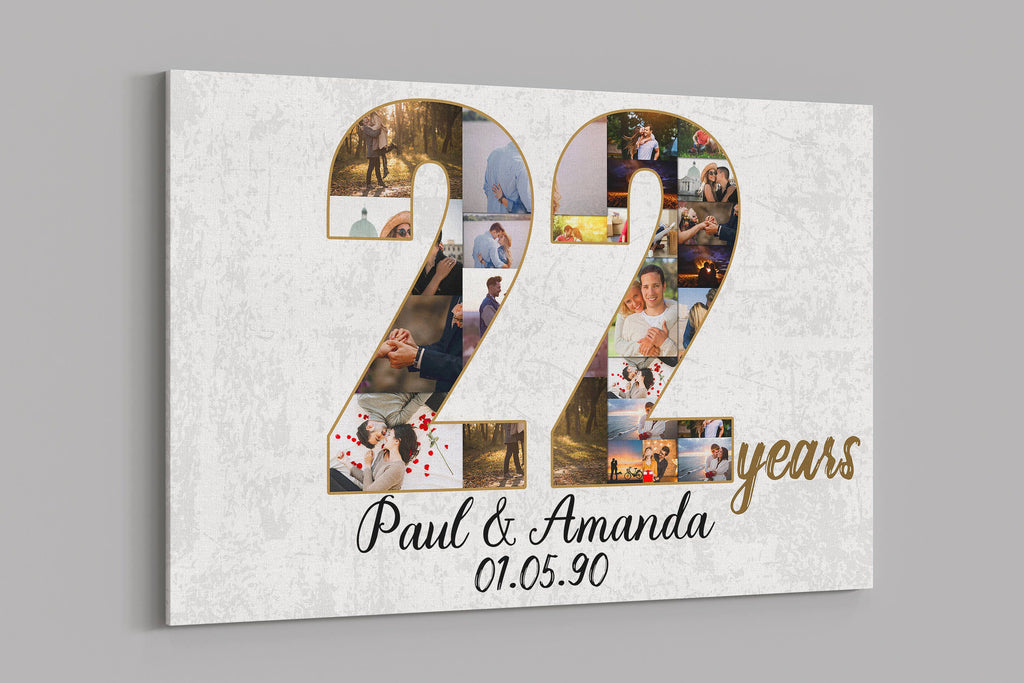 22nd Anniversary Gifts Custom Collage Photo Canvas Personalized Wall Art Wedding Anniversary Gift 22 Years Married Gift Wife Husband Present