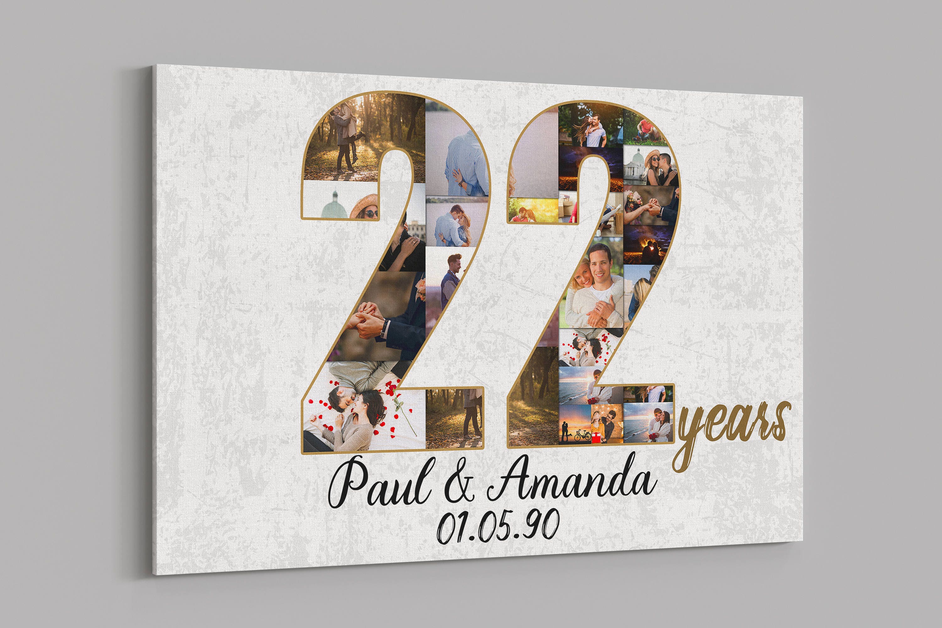 22nd Anniversary Gifts Custom Collage Photo Canvas Personalized Wall Art Wedding Anniversary Gift 22 Years Married Gift Wife Husband Present