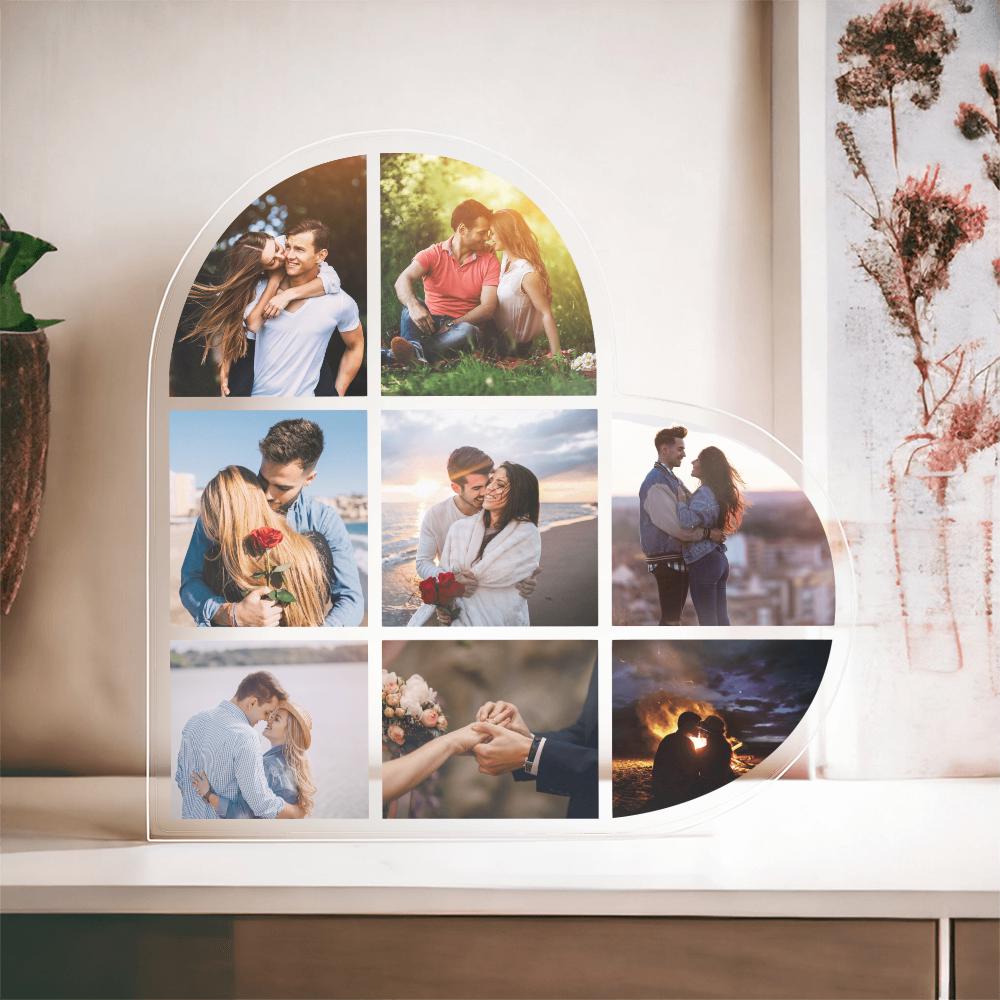 Heart Acrylic Photo Collage: Sentimental Gift Plaque (4.9 inch)