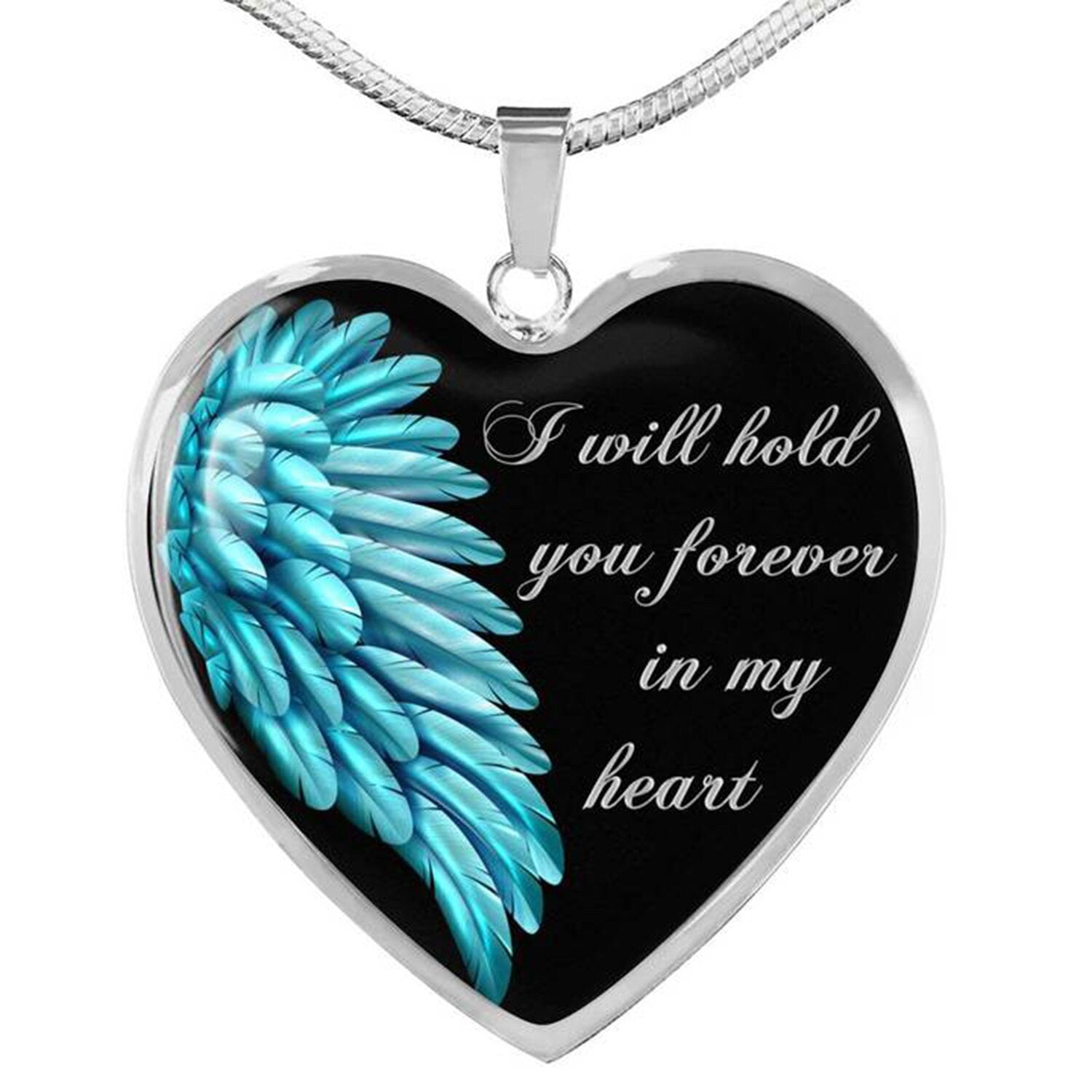 Angel Wing Memorial Necklace: Personalized Engraved Charm, USA Made