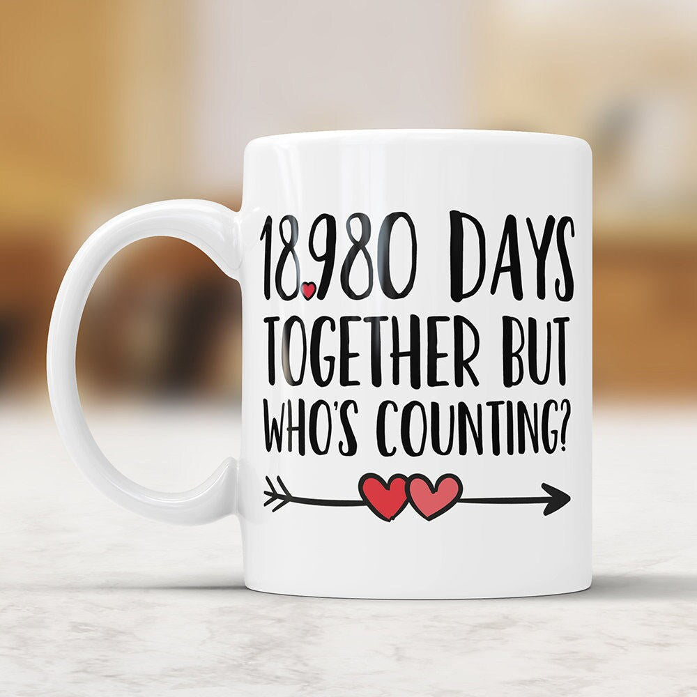 52nd Anniversary Coffee Mug - 18980 Days Together But Who's Counting Funny Wedding Anniversary Gift, 52nd year Anniversary Gifts Jubilee Cup