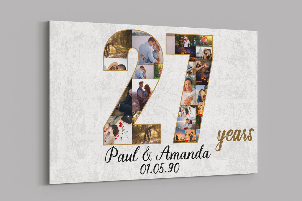 27th Anniversary Gifts Custom Collage Photo Canvas Personalized Wall Art Wedding Anniversary Gift 27 Years Married Gift Wife Husband Present