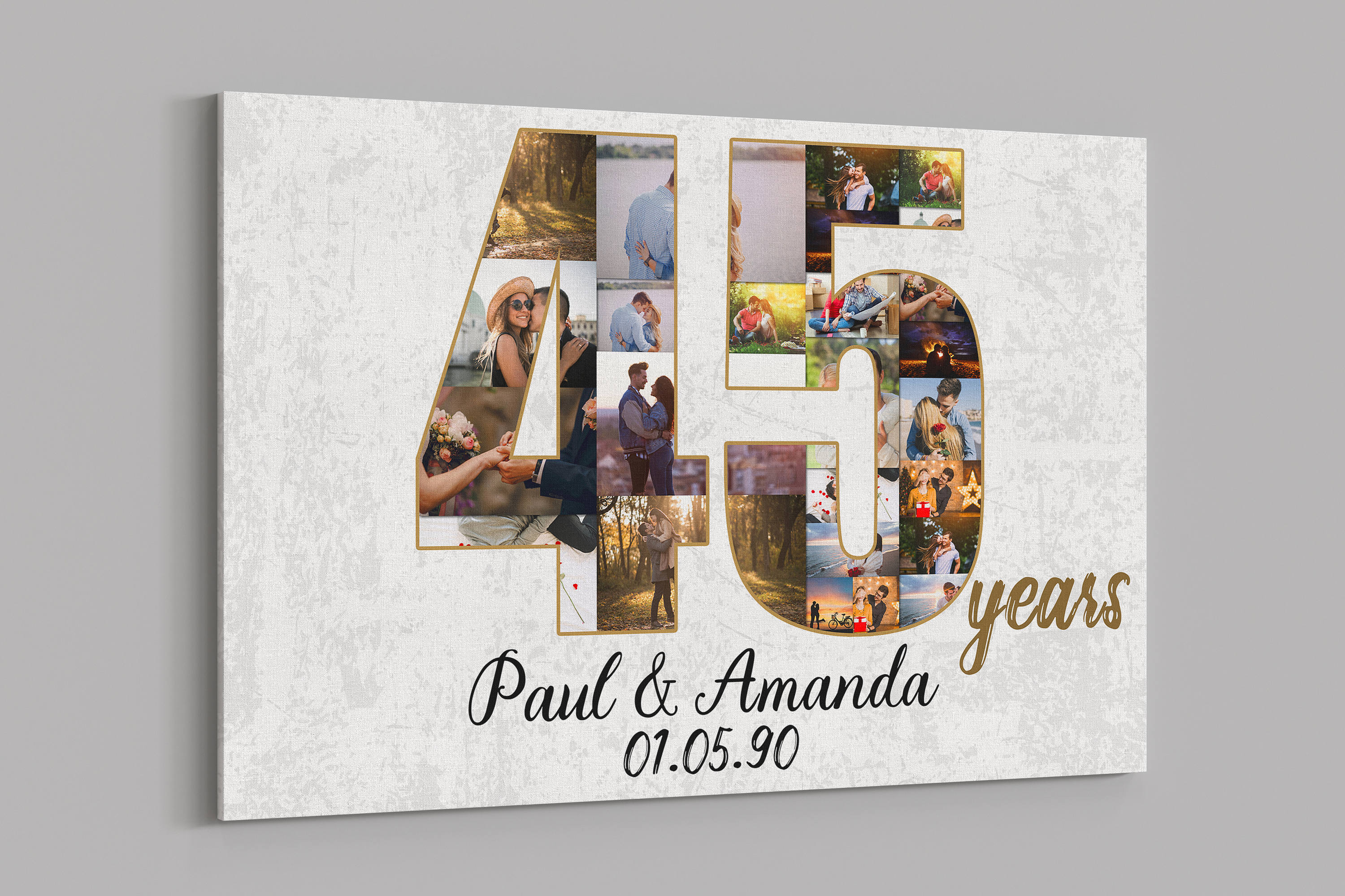 45th Anniversary Gifts Custom Collage Photo Canvas Personalized Wall Art Wedding Anniversary Gift 45 Years Married Gift Wife Husband Present