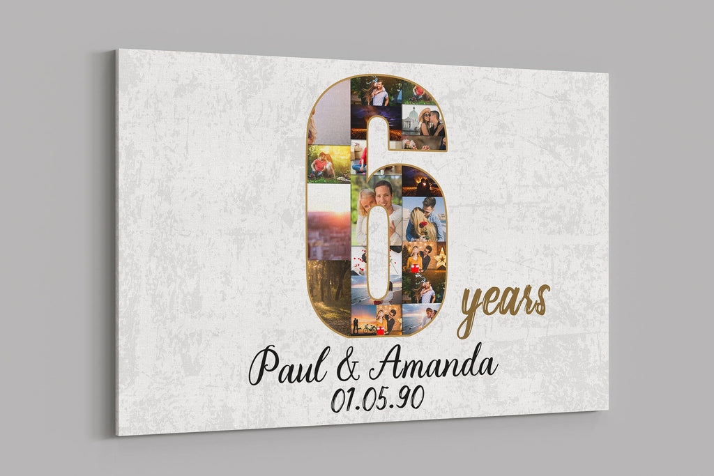 6th Anniversary Gifts Custom Collage Photo Canvas Personalized Wall Art Wedding Anniversary Gift 6 Years Married Gift Wife Husband Present