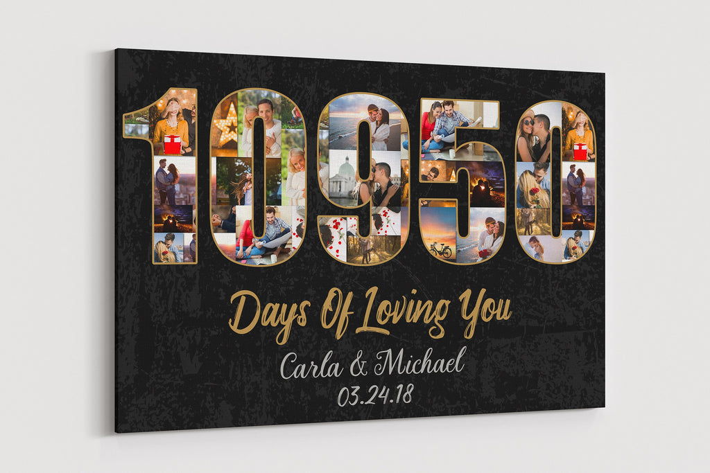 30th Anniversary Photo Collage Canvas: Custom Year Art Gift