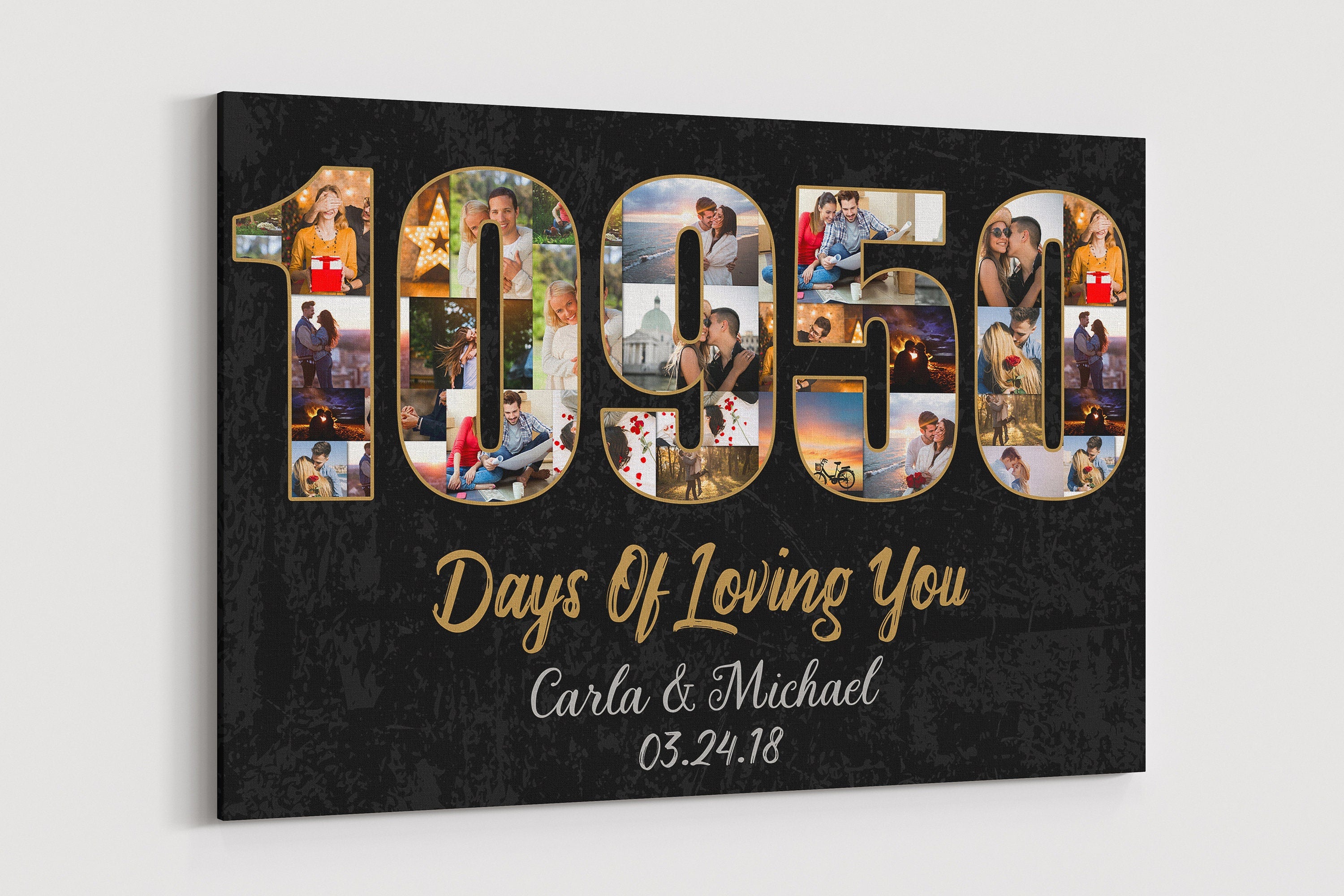 30th Anniversary Photo Collage Canvas: Custom Year Art Gift
