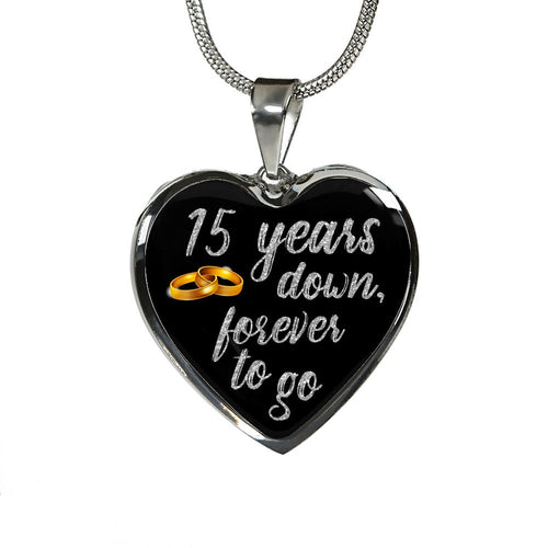 15th Anniversary Gift For Wife Woman For Her Girlfriend 15 Years Anniversary Necklace Jewelry Engraved Necklace Heart Gold Silver Pendant