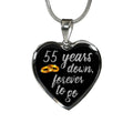 55th Anniversary Heart Pendant Necklace: Engraved Gold Finish Jewelry