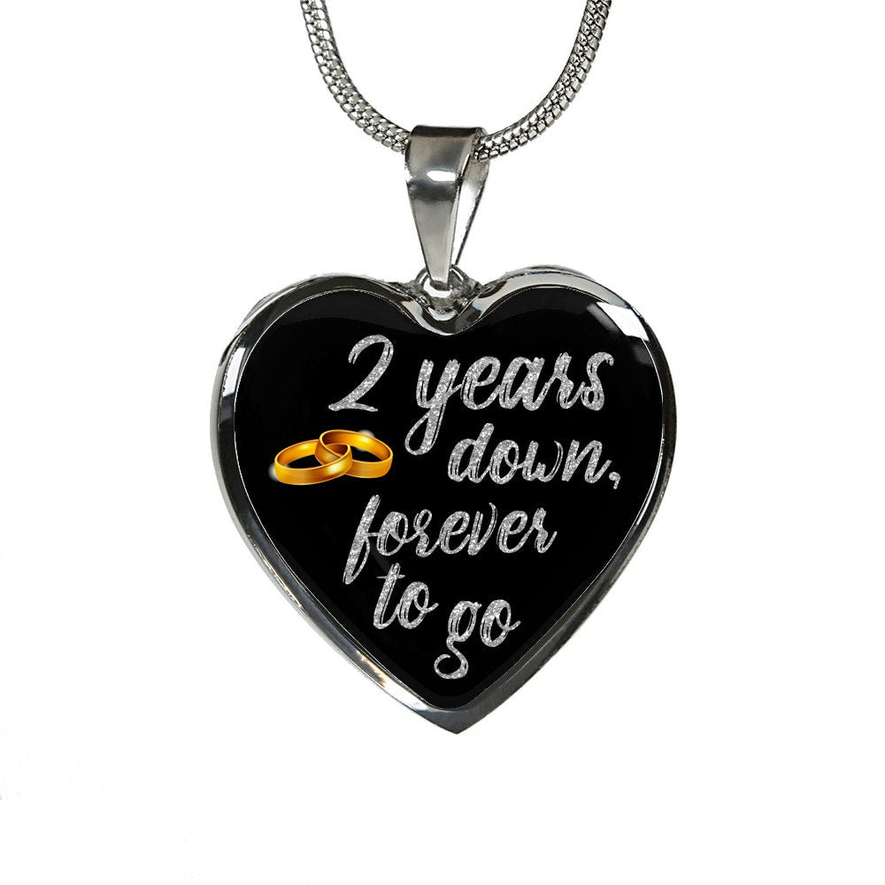 2nd Anniversary Gift For Wife Woman For Her For Girlfriend 2 Years Anniversary Necklace Jewelry Engraved Necklace Heart Gold Silver Pendant