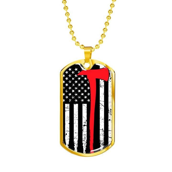 Thin Red Line Dog Tag Necklace: Firefighter Wife Gift, Personalized Keepsake
