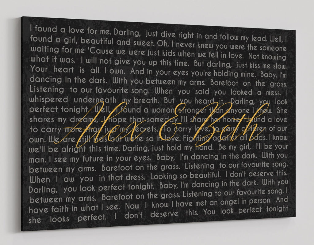 Personalized Wedding Song Lyrics Canvas Art: First Dance Gift