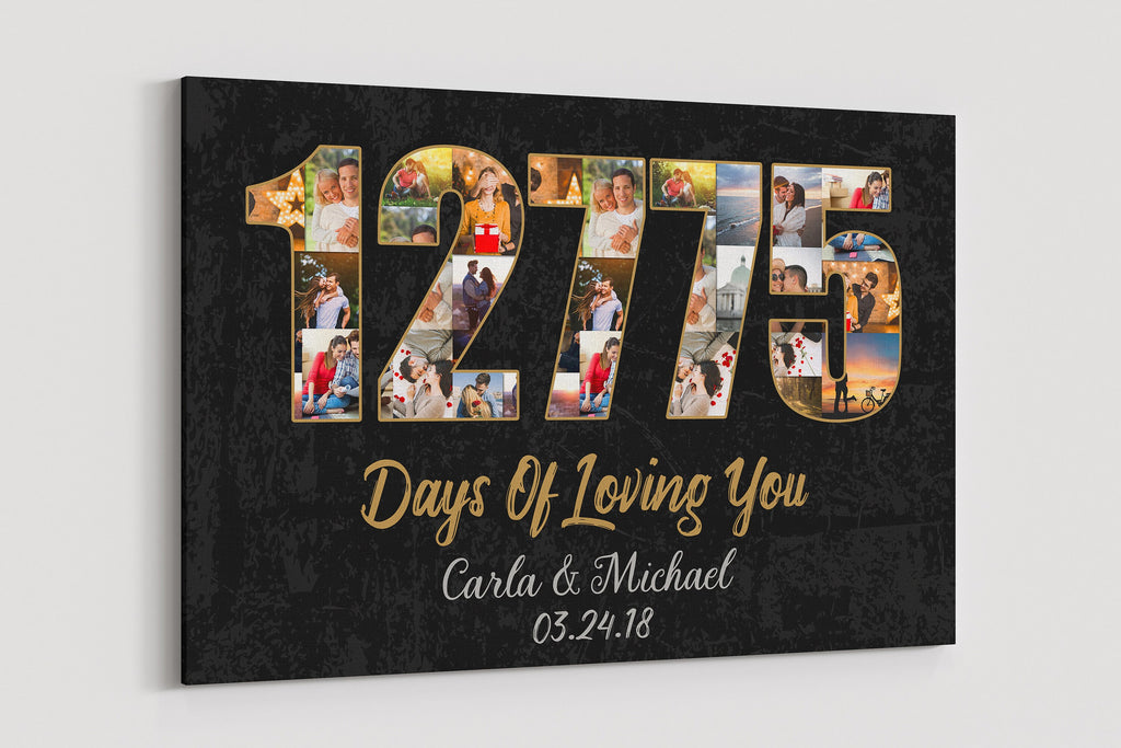 35th Anniversary Photo Collage Canvas: Custom Year Gift