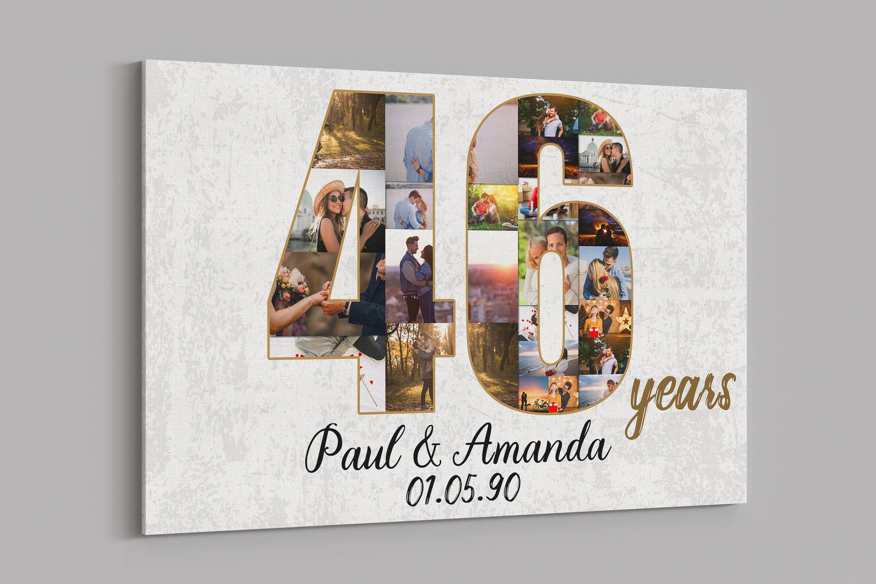 46th Anniversary Gifts Custom Collage Photo Canvas Personalized Wall Art Wedding Anniversary Gift 46 Years Married Gift Wife Husband Present