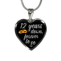 12th Anniversary Gift For Wife Woman For Her Girlfriend 12 Years Anniversary Necklace Jewelry Engraved Necklace Heart Gold Silver Pendant