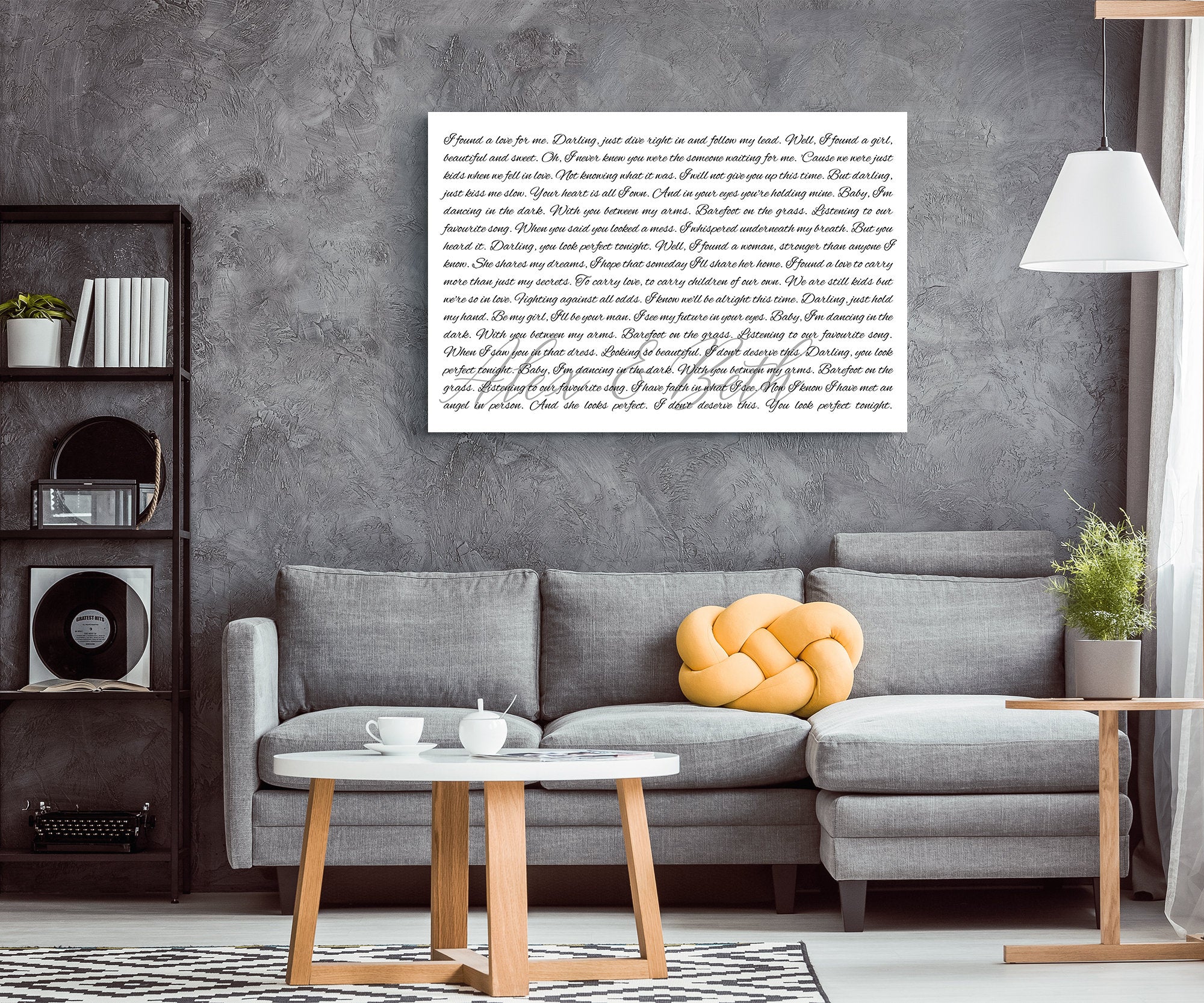 Song Lyric Wall Art, First Dance Lyrics Canvas, First Anniversary Gift, Song Lyrics Canvas, Vows Sign, Couples Anniversary Gift, Song Art