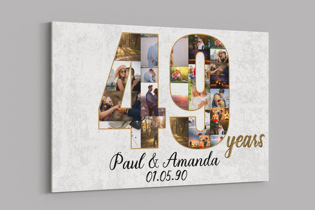 49th Anniversary Gifts Custom Collage Photo Canvas Personalized Wall Art Wedding Anniversary Gift 49 Years Married Gift Wife Husband Present