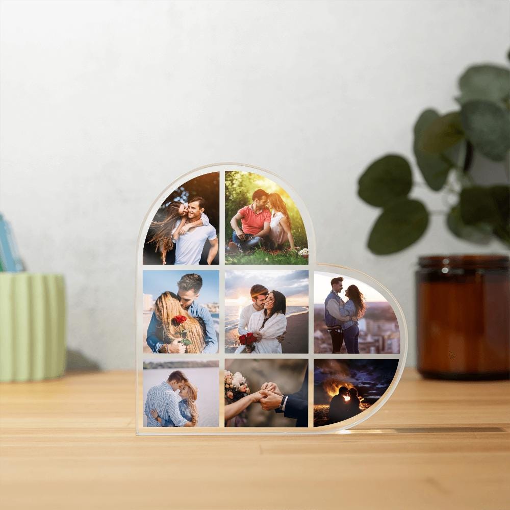 Heart Acrylic Photo Collage: Sentimental Gift Plaque (4.9 inch)