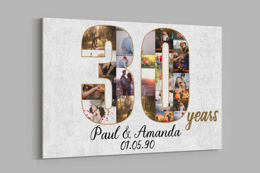 30th Anniversary Photo Collage Canvas: Personalized 30 Year Gift
