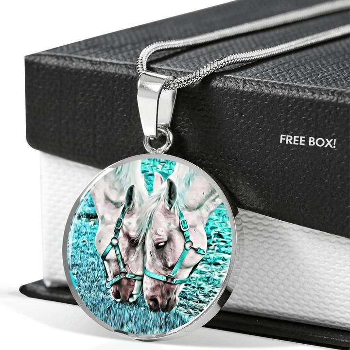 Personalized Horse Pendant Necklace: 18k Gold Finish, Custom Engraving