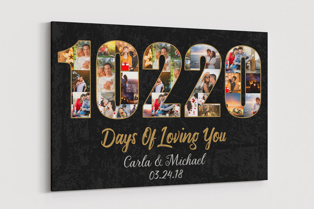 28th Anniversary Photo Collage Canvas: Custom Year Art Gift