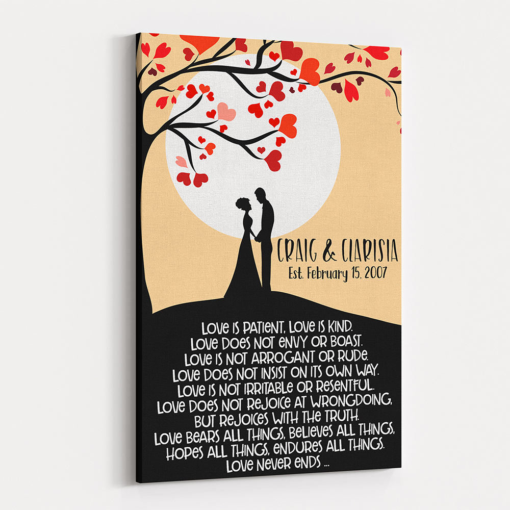 Custom Anniversary Canvas Art: Love Tree Couple Gift