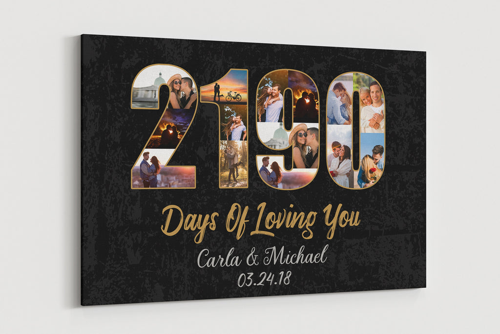 6th Anniversary Photo Collage Canvas - Custom Year Art Gift