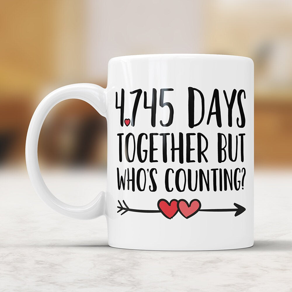 13th Anniversary Coffee Mug - 4745 Days Together But Whos Counting Funny Wedding Anniversary Gift Thirteen year Anniversary Jubilee Gift Cup