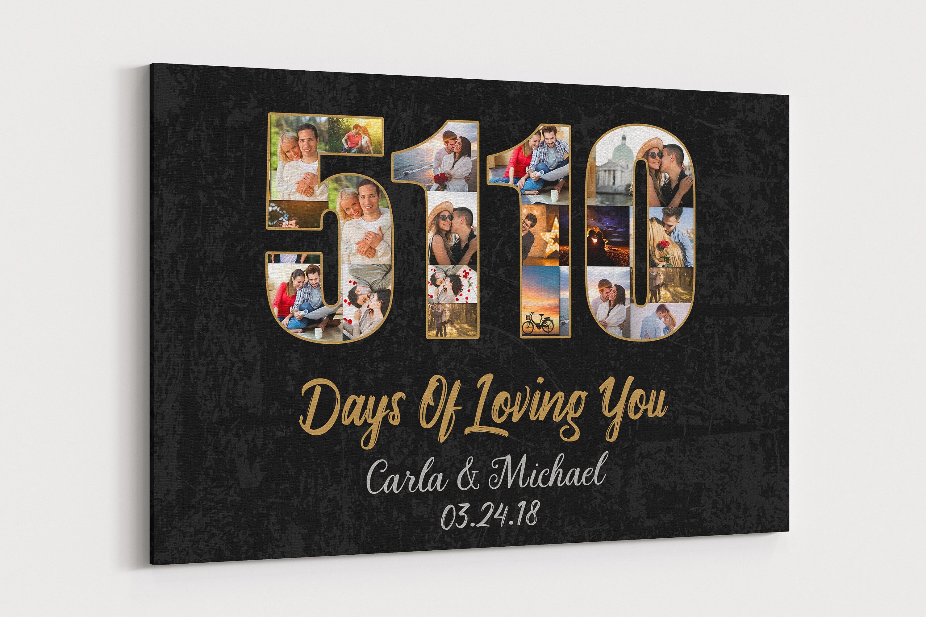 14th Anniversary Photo Collage Canvas: Custom Year Art Gift