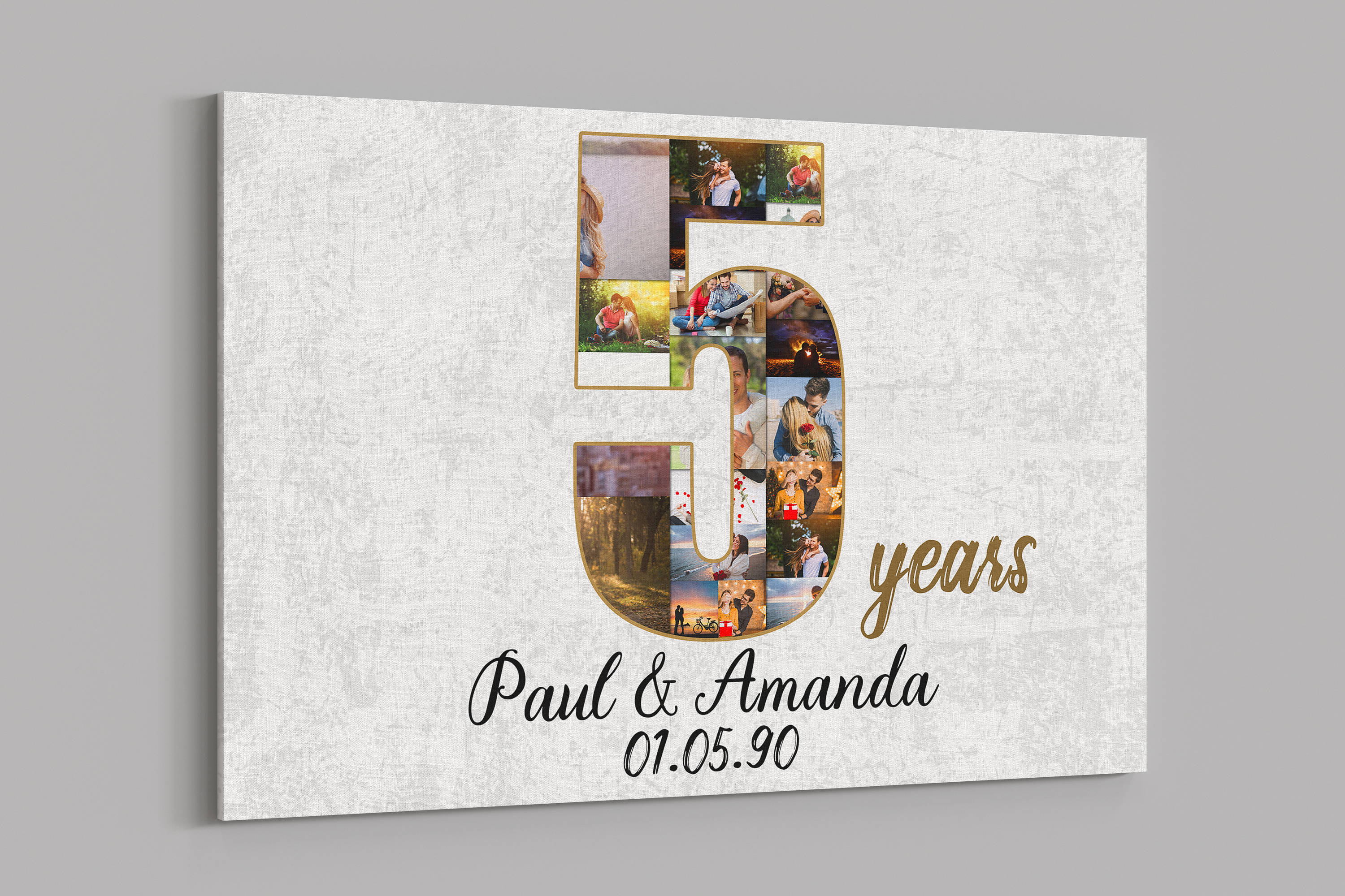 5th Anniversary Gifts Custom Collage Photo Canvas Personalized Wall Art Wedding Anniversary Gift 5 Year Married Gift Wife Husband Present