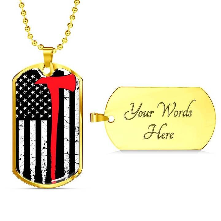 Thin Red Line Dog Tag Necklace: Firefighter Wife Gift, Personalized Keepsake