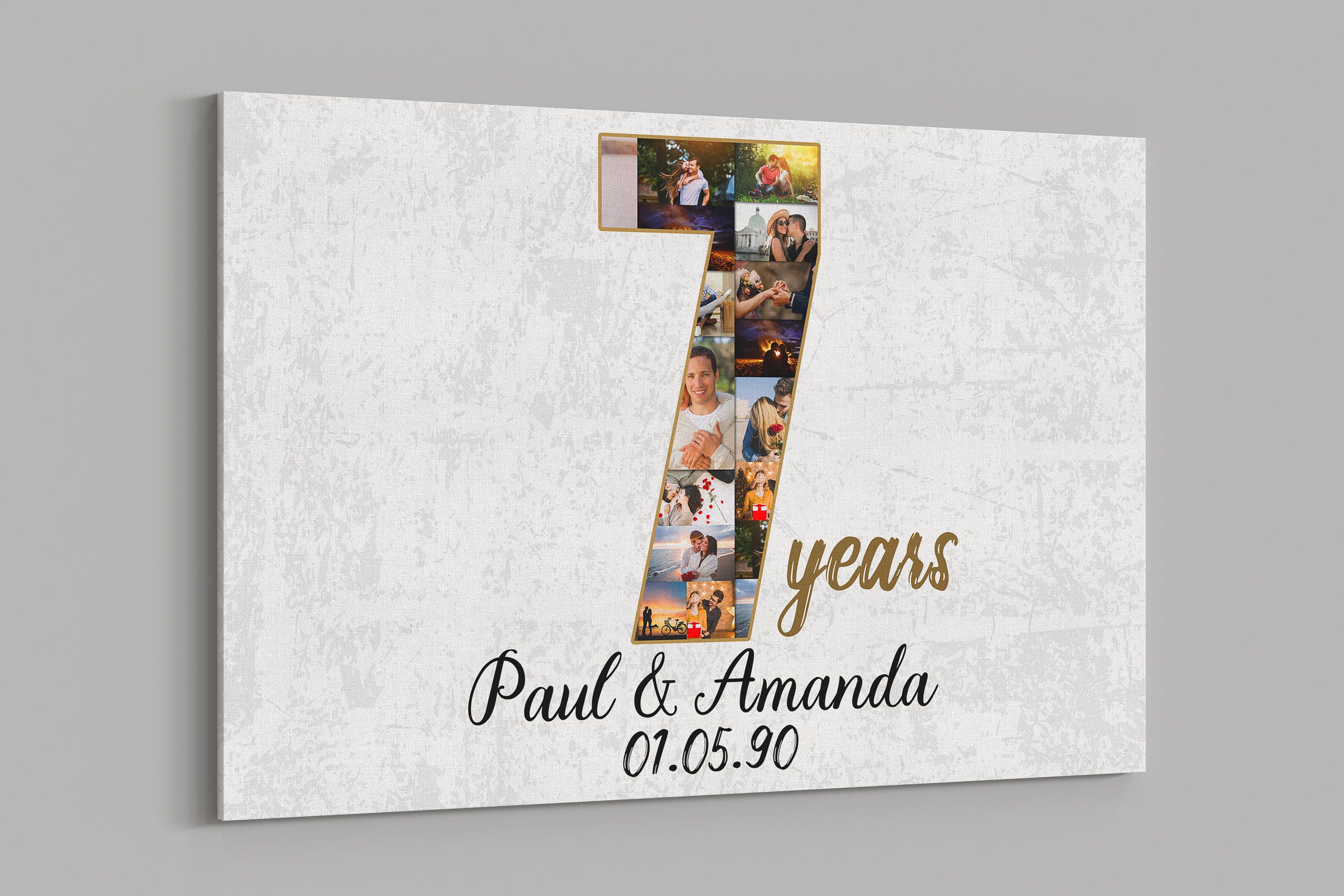 7th Anniversary Gifts Custom Collage Photo Canvas Personalized Wall Art Wedding Anniversary Gift 7 Years Married Gift Wife Husband Present