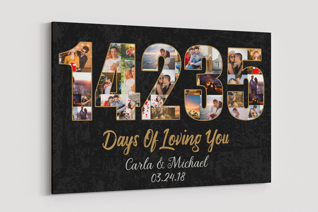39th Anniversary Photo Collage Canvas: Custom Year Art Gift