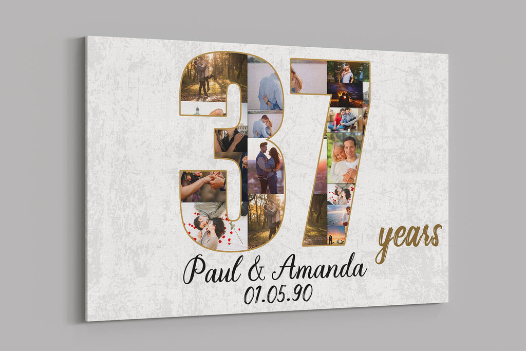 37th Anniversary Gifts Custom Collage Photo Canvas Personalized Wall Art Wedding Anniversary Gift 37 Years Married Gift Wife Husband Present