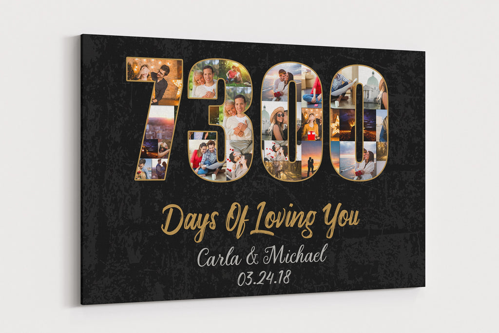 20th Anniversary Photo Collage Canvas: Custom Year Art Gift