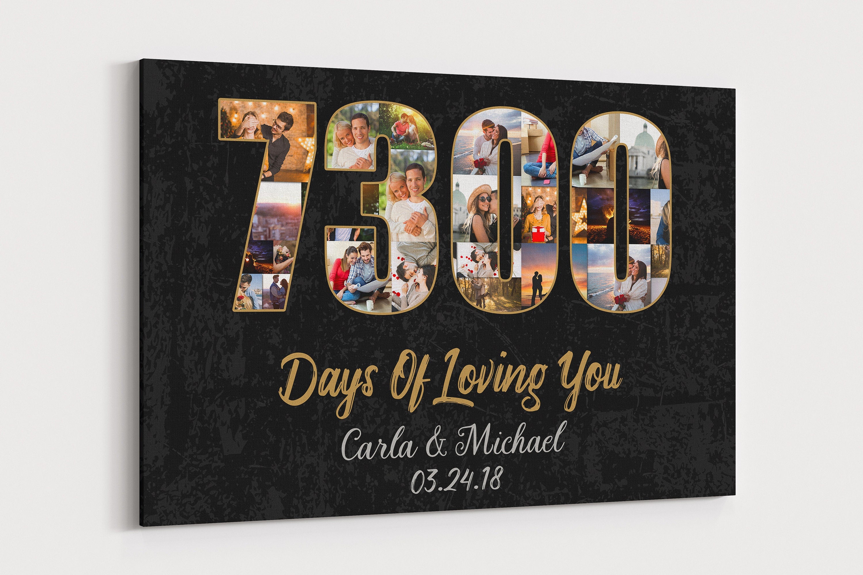 20th Anniversary Photo Collage Canvas: Custom Year Art Gift