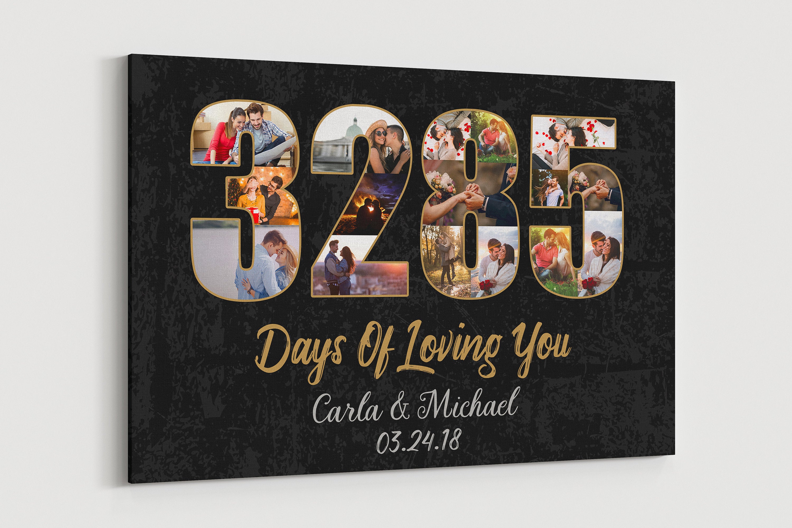 9 Year Wedding Anniversary Canvas, 9th Wedding anniversary gift, 9 years Wedding photo collage Custom Anniversary Year Art, gift for husband