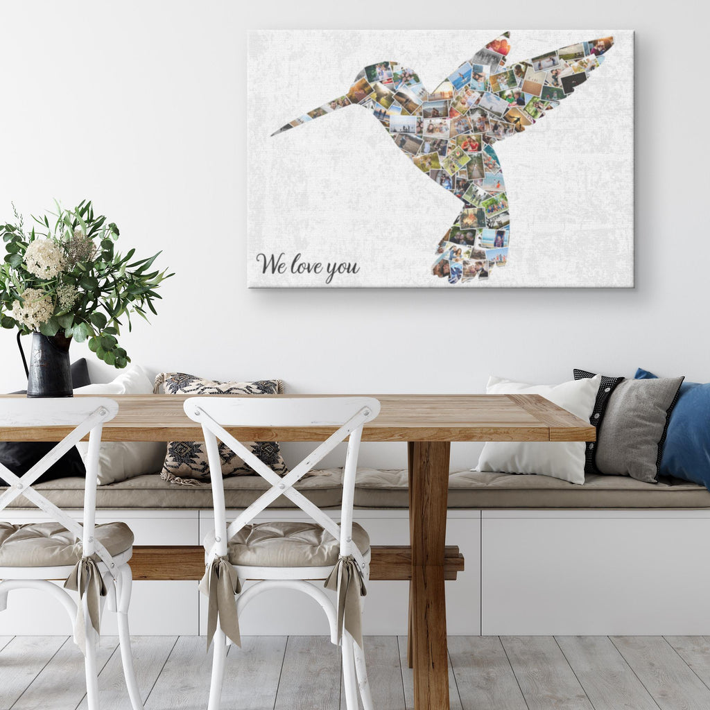 Hummingbird Photo Collage Canvas Personalised Wall Art Family Gift