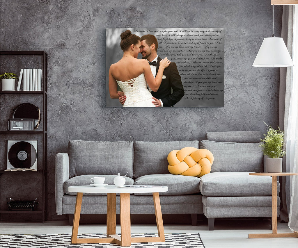Custom Anniversary Vows Canvas Print: Wedding Song Lyrics Art