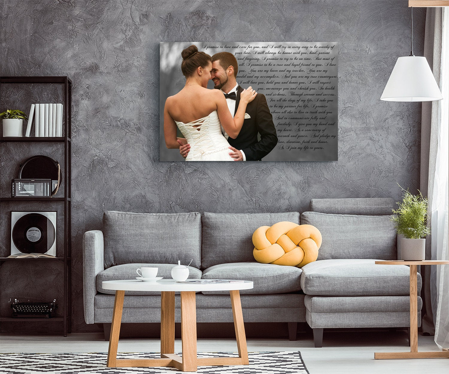 Custom Anniversary Vows Canvas Print: Wedding Song Lyrics Art