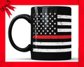 Thin Red Line Mug: American Flag Firefighter Coffee Cup