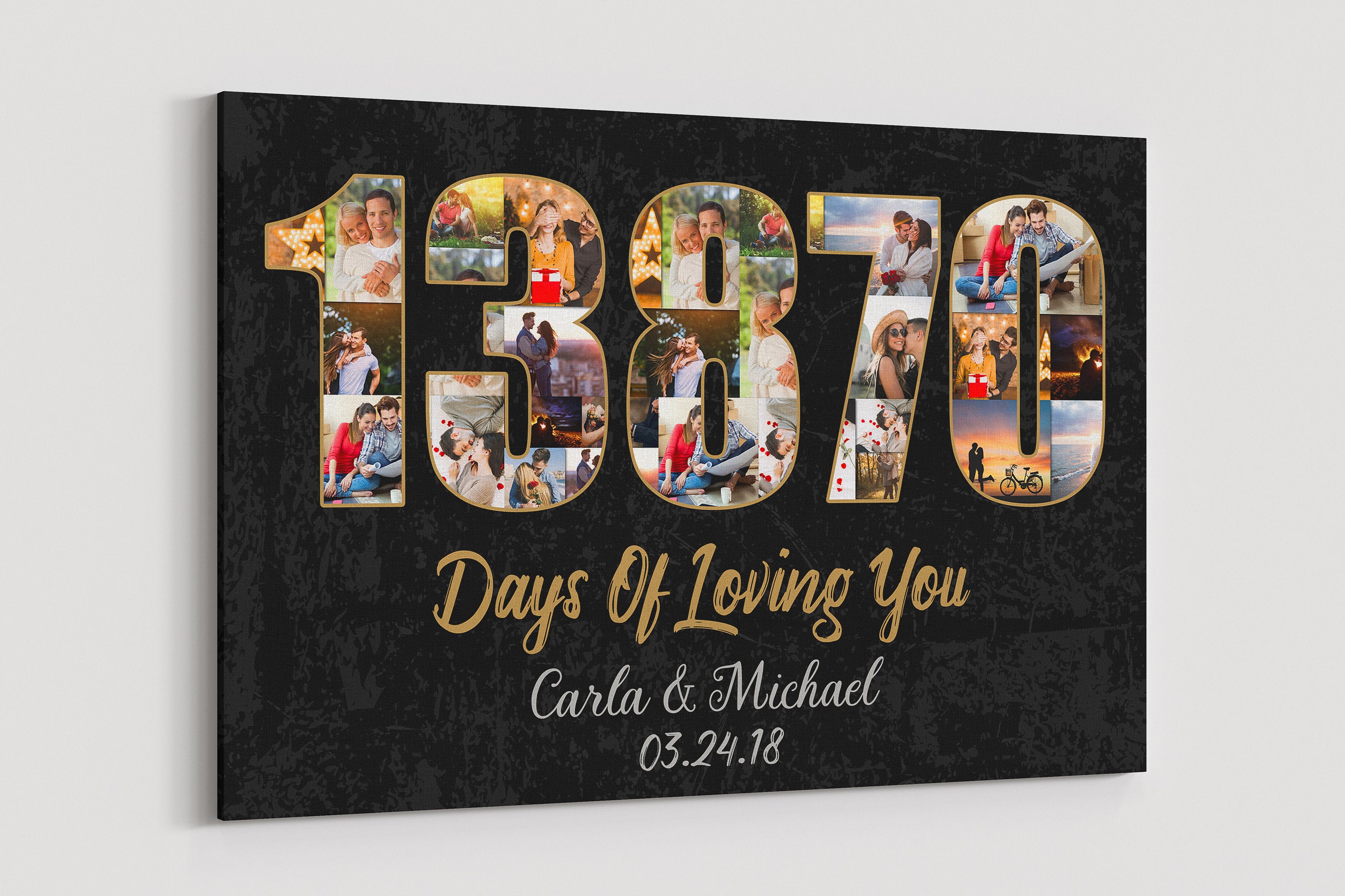 38th Anniversary Photo Collage Canvas: Custom Year Gift