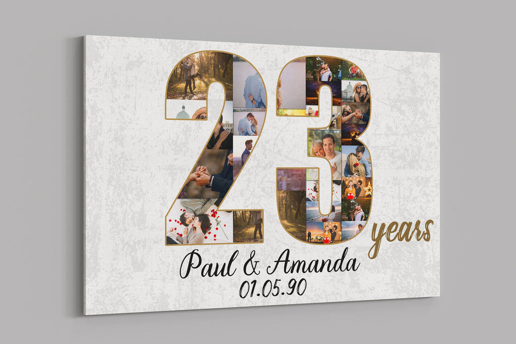 23rd Anniversary Gifts Custom Collage Photo Canvas Personalized Wall Art Wedding Anniversary Gift 23 Years Married Gift Wife Husband Present