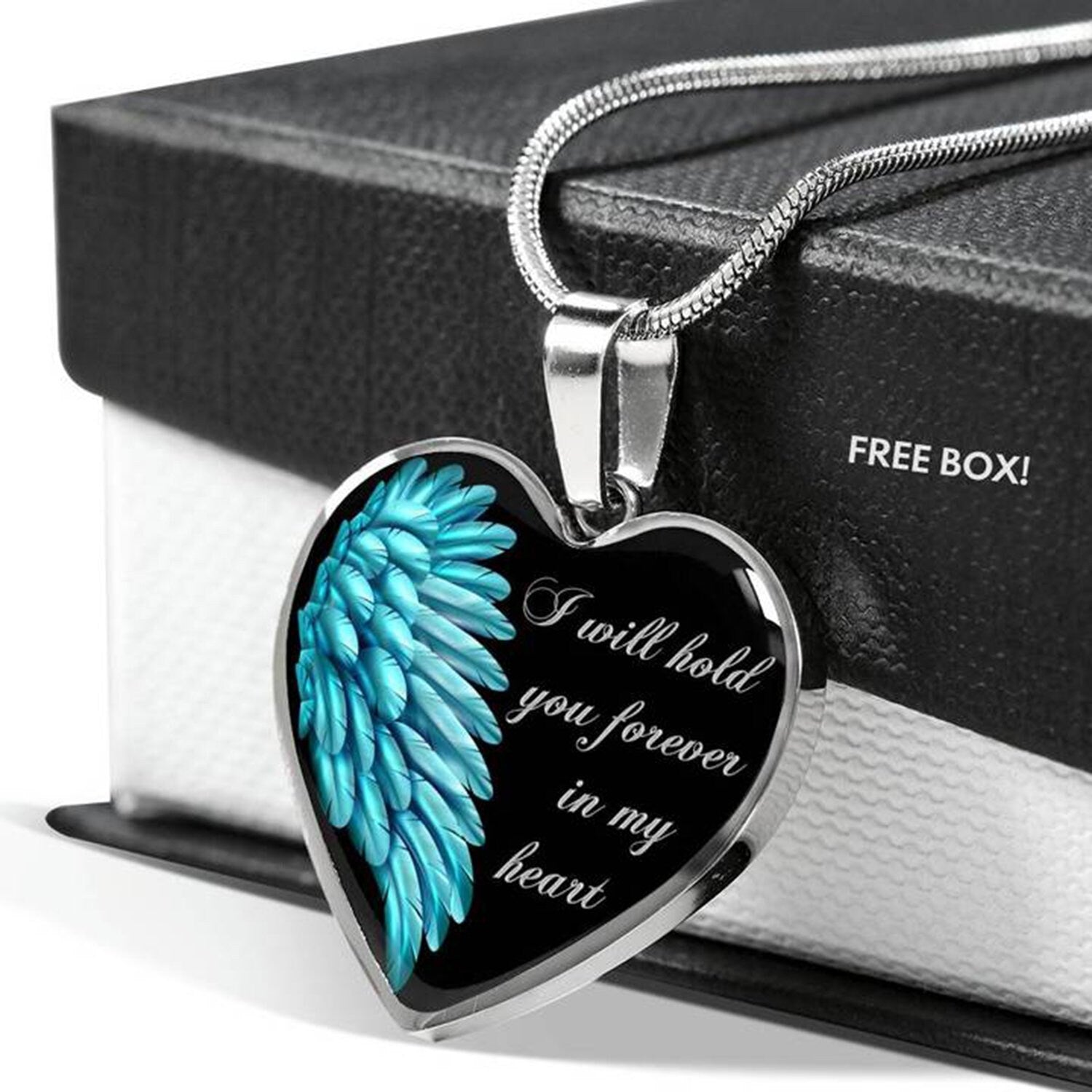 Angel Wing Memorial Necklace: Personalized Engraved Charm, USA Made