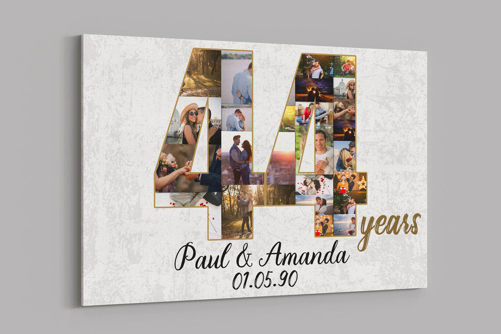 44th Anniversary Gifts Custom Collage Photo Canvas Personalized Wall Art Wedding Anniversary Gift 44 Years Married Gift Wife Husband Present