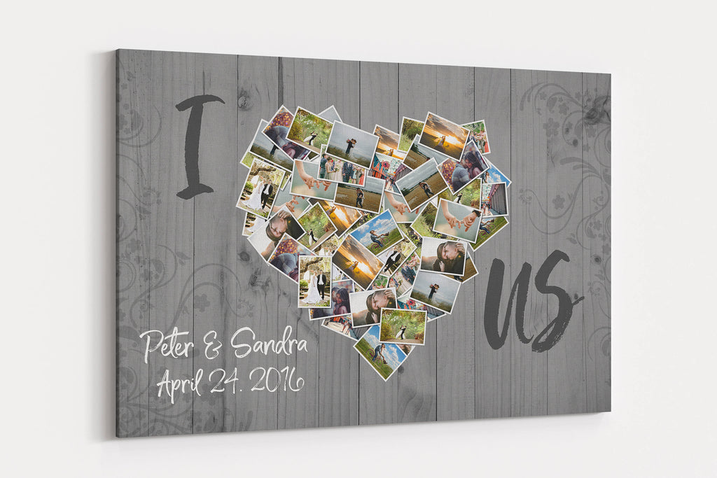 I Love Us Photos of Us Collage Canvas Custom Personalized Wall Art Anniversary Gift For Couple Present For Wife Husband Love Gift Family Art