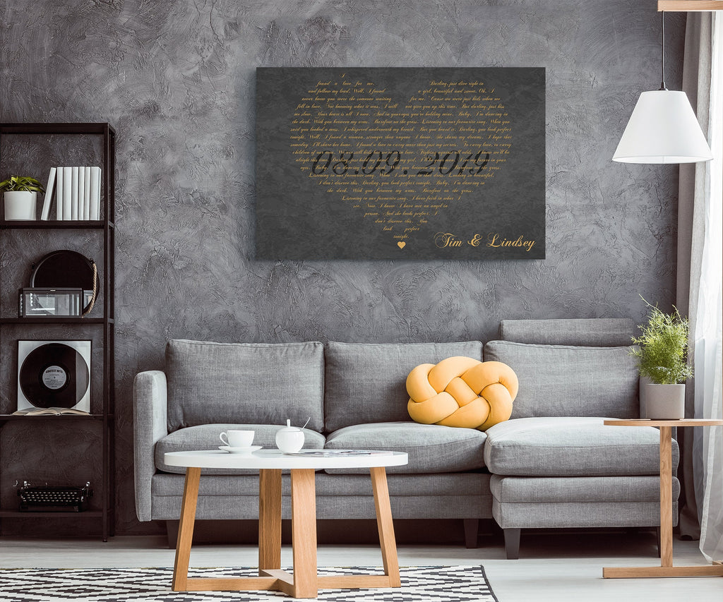 Heart Shaped Lyrics Canvas, First Dance Lyrics On Canvas, Your Wedding Song On Canvas, Heart Shaped Song, Anniversary Gift, Couples Gift,