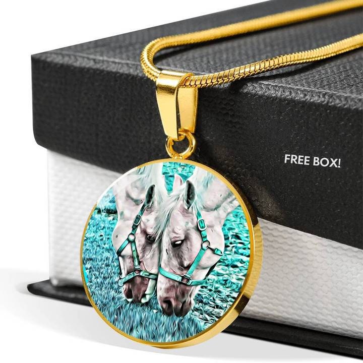 Personalized Horse Pendant Necklace: 18k Gold Finish, Custom Engraving