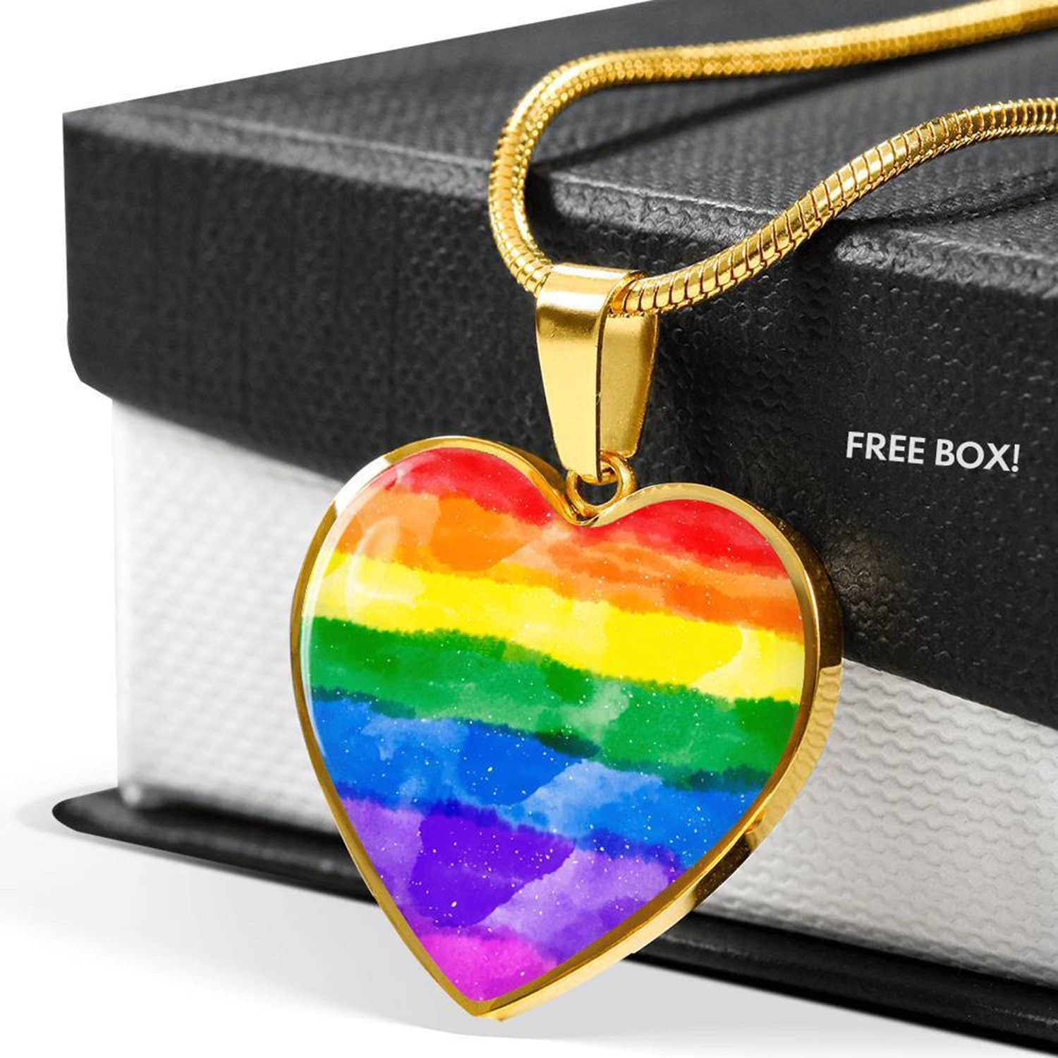 Rainbow Heart Pendant Necklace: LGBT Pride Jewelry, Personalized Engraving